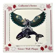 Joe Wilson Ceramic Trivet Wall Plaque Eagle Whale Design Indigenous Art Canada