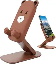 Cellphone Stand for Desk - Foldable Tablet Stand Phone Desk Holder | Portable Dock Height Adjustable Bracket, Cartoon Bear Cute Decor for Most Smartphones Tablets