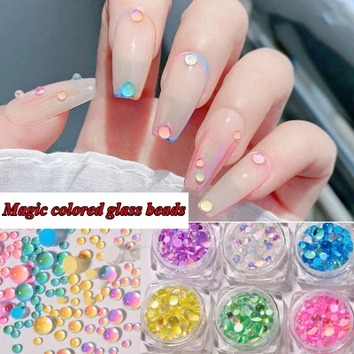AB Crystal Bead Mermaid Gem Nail Rhinestones Nail Decorations Flatback Stones ]