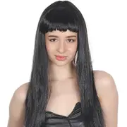 Black Long Glamour Wig With Fringe