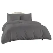Grey Cotton Quilt Doona Duvet Cover Set Single Double Queen King Bed