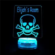 Skull Pirate Personalised 3D LED Night Light 7 Colour Change Childrens Room Lamp