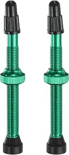 uxcell 2pcs Tubeless Valve Stems 60mm Aluminum Alloy Tubeless Valve Super Light No Leak Durable Valve Stem Caps Multiple Color & Size Fit Most Bicycle Tubeless Rims Pair, Green