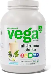 Vega Organic All-in-One Vegan Protein Powder French Vanilla (43 Servings) Superfood Ingredients, Vitamins for Immunity Support, Keto Friendly, Pea Protein for Women & Men, 3.10lbs(Pack of 6)