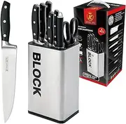 Knife Set, Knife Block Set, 8 Pieces Stainless Steel Chef Kitchen Knife Sets with Block, Ultra Sharp Steel Blade Ergonomic Handle Cutlery Knife Set, Utility Knife,Bread Knife,Sharpening Steel,Shears