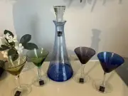 Circleware Multicolor Martini / Wine / Cordial Glasses and Decanter Set