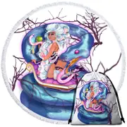 Sexy Woman the Charming Snake Round Beach Towel