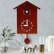 Eummy Cuckoo Clock with Chimer Minimalist Cuckoo Sound Clock with Pendulum Delicate Cuckoo Clock Bird House Battery Powered Cuckoo Wall Clock for Wall Art Home Living Room Kitchen Office Decoration