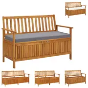Solid Wood Acacia Storage Bench with Cushion Multi Colours Multi Sizes vidaXL