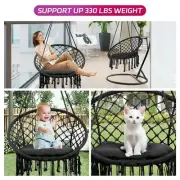 New Hammock Chair Macrame Swinging Hanging Chair with Cushion Indoor & Outdoor
