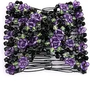 Magic Hair Comb Elastic Beaded Flower Hair Clips for Women Girls, Hair Bun Makers, Magic Easy Stretching Combs Side Hair Clip for Styling Hair Accessories