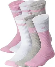 [Nike] Everyday Cushion Socks 6-Pair Pack (Little Kid/Big Kid) Multicolor 2 MD (5-7 Big Kid Shoe, 6-10 Women Shoe, 6-8 Men Shoe)