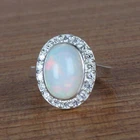 4 Ct. Natural Oval Shape Fire Opal & White Accents Solitaire Ring in 925 Silver