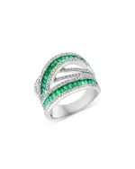 Bloomingdale's Fine Collection Emerald & Diamond Crossover Statement Ring in 14K White Gold