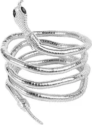 [TORMEN] Bendable Snake Necklace, Flexible Adjustable Snake Bracelet, Multi-Purpose Snake Choker, Punk Snake Necklaces Accessories Suitable for men and women (Silver)