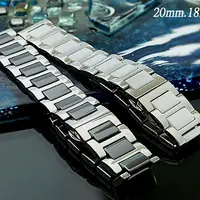 在飛比找PChome24h購物優惠-全新 不鏽鋼+陶瓷摺疊扣金屬錶帶 ( 20mm.18mm )