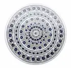 24" Marble Side Corner Table Top Lapis Gemstone Inlay Mosaic Hallway Decorative