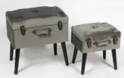 Suitcase ottoman sets in charcoal grey 2pieces