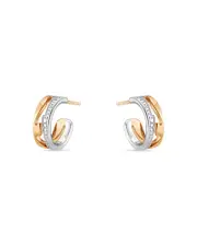 Georg Jensen 18K White & Rose Gold Fusion Diamond Small Hoop Earrings