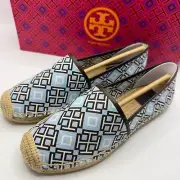 Tory Burch 4T Printed Flat Espadrille 48271 Printed Canvas/ Veg Leather Size 6.5