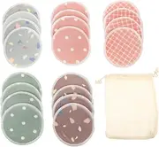 IWOWHERO 1Set Bamboo Fiber Makeup Remover Pads Reusable Cosmetic Removal Pads with Storage Bag Cleansing Wipes for Gentle Skin Care and Makeup Removal