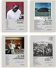 ZIENVE Kendrick Lamar Album Cover Posters, Set of 4 Print Music Canvas Wall Art Album Cover Signed Limited Posters Aesthetic Room Decor, 20 x 25cm Unframed