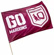 126663 QUEENSLAND QLD MAROONS NRL STATE OF ORIGIN GAME DAY SUPPORTER STICK FLAG