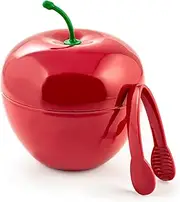Home Cherry Polypropylene Ice Bucket, Red, with Tongs, 15 cm