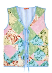 Kitri Gladys Reversible Quilted Printed Gilet - Pastel - S (UK8-10 / S) S (UK8-10 / S)
