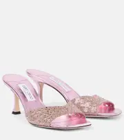 [Jimmy Choo] Jimmy Choo Skye 70 embellished suede mules AU 11 pink