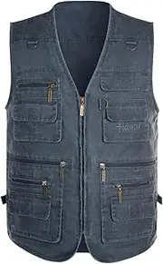 [Flygo] Men's Casual Multi Pockets Outdoor Work Utility Fishing Photo Journalist Vest