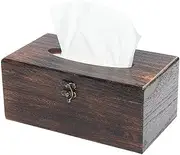 SINOBEST Rectangular Tissue Box Cover Decorative Wood Facial Tissue Holder with Hinged Lid Napkin Dispenser in Antique Style