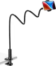 Gooseneck Phone Holder Stand for Bed: Tryone Flexible Arm Adjustable Cell Phones Mount Clamp on Desk Compatible with iPhone 12 Pro 12 11 Pro Xs 8 7 6 | Samsung S21 or Other 4"-7" Devices