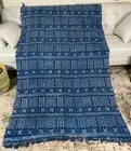 Lolo Blue Handmade Mudcloth Segou Blanket Bogolan Textile Bedsheet Boho Decor