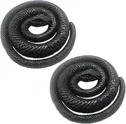 HEALSOPTHY 2 Pcs Lifelike Black Snake Realistic Halloween Decorations Prank Props for Parties Scare Cats Birds Made of Safe TPR Material for Holiday Fun