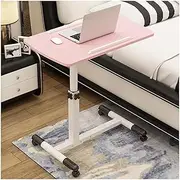 Overbed Table Foldable Overbed Bedside Height Adjustable Mobile Standing Desk Steel Frame with Wheels Lifting Laptop Desk