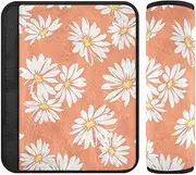 Joitme White Flower Soft Flannel Seat Belt Pad Cover for Kids - Cushioned Strap Pads for Cars, Camera Bags, and Backpacks