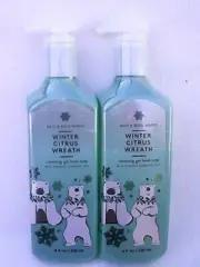 2 Bath & Body Works White Barn Winter Citrus Wreath Gel Hand Soap Wash Cleanser