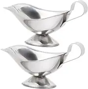 Homoyoyo 2pcs Stainless Steel Gravy Boat Condiment Dispenser for Sauces Elegant Drip Pitcher for Thanksgiving and Dinner Parties