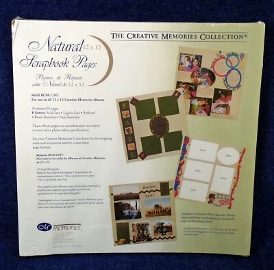 Creative Memories Refill Scrapbook RCM-12NT 12x12" Size Natural 15 Sheets New