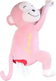Car Tissue Box Holder, Cute Tissue Box Monkey Shape Household Tissue Dispenser napkin holder For Car Hanging Type Unique Tissue BoxPink