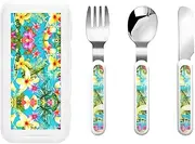 Summer Style Hawaiian 3 Piece Set For Camping Stainless Steel Flatware, Spoon, Fork, Knife, Ideal For Outdoor