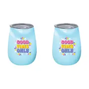 2x Good Vives Only 360ml Stainless Steel Double Walled Tumbler Insulated Mug