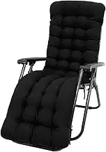 Sun Lounger Cushion Rocking Chair Cushion Garden with Backrest Ties Replacement Thick Patio Lounger Cushions Folding Memory Foam Pad Recliner for Travel Holiday Garden Indoor Outdoor (Black)
