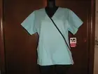 ***SALE*** NWT Peaches woman's turquoise SCRUB TOP XS short sl V neck pockets