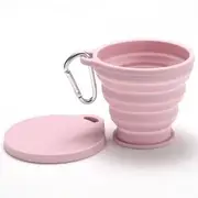 Travel Foldable Silicone Drinking Cup with Carabiner Pink - One Size
