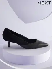 Black Forever Comfort® With Motionflex Point Toe Kitten Heel Court Shoes (164569) | $46
