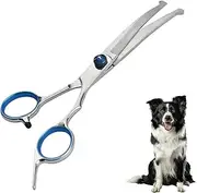Curved Dog Grooming Scissors, Pet Hair Scissors, Dog Scissors with Safety Round Tips, Light Weight Professional Stainless Steel Pet Grooming Tool for Dogs Cats Pets Face and Paws (1 Pcs)