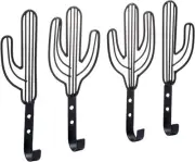 MyGift Wall Mounted Decorative Black Metal Entryway Coat Hooks Saguaro