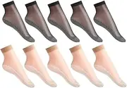 [ZIRIA] 20pcs=10 Pairs Spring Women Soft Socks Thin Silk Socks Non-Slip Bottom Splice Transparent Ladies Breathable Sock
